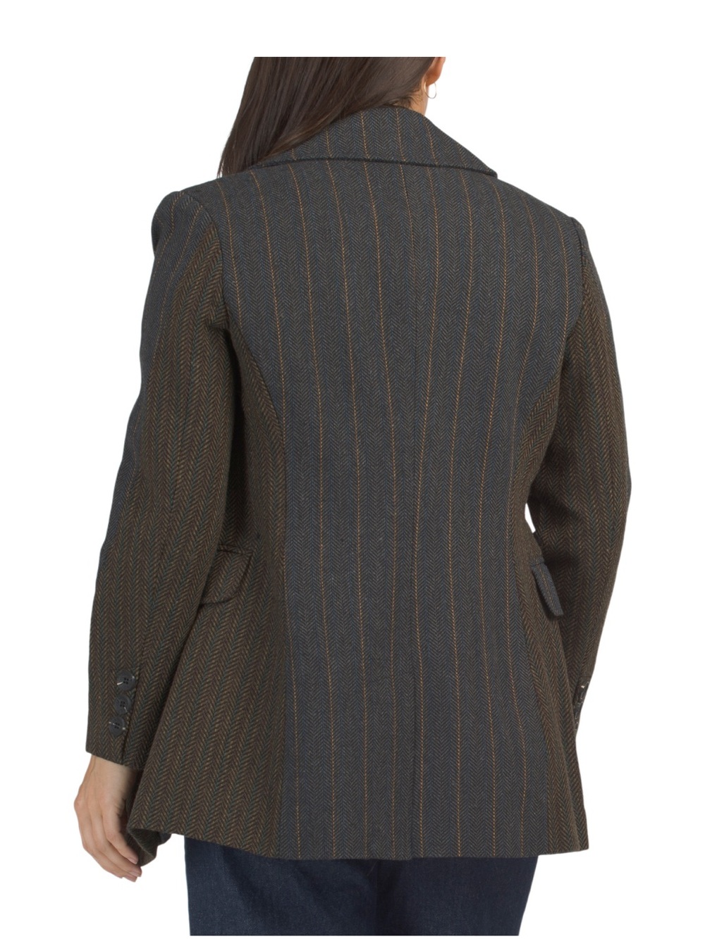 Avec Les Filles Wool Blend Color Block Double-Breasted Coat - Picture 2 of 2